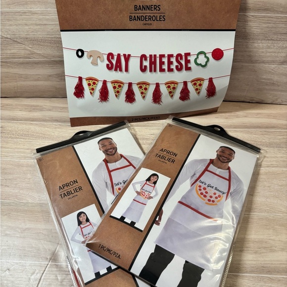 Let's Get Saucy Pizza Apron & Banner set - Picture 1 of 4